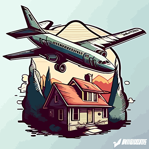 vector logo of a plane landing in a house v 5