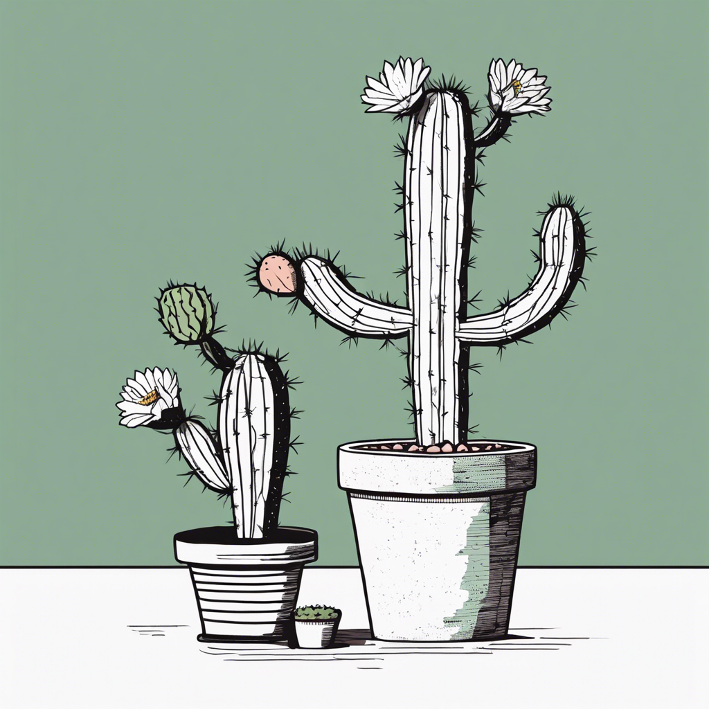 a cactus with a flower, illustration in the style of Matt Blease, illustration, flat, simple, vector