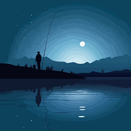 a sillhouette of a large fishin the ocean at night, moonlight in the background, minimalist design, vector