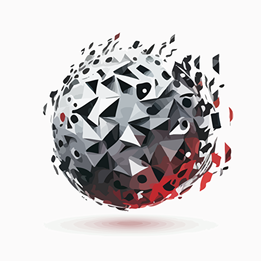 polygonal sphere, transforming into music notes, on a white background, vector logo, vector art, emblem, simple, cartoon, 2d