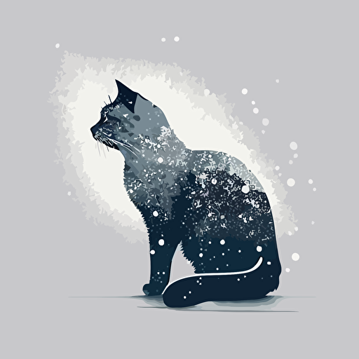 A gray cat in snow minimal logo design, vector art, abstract