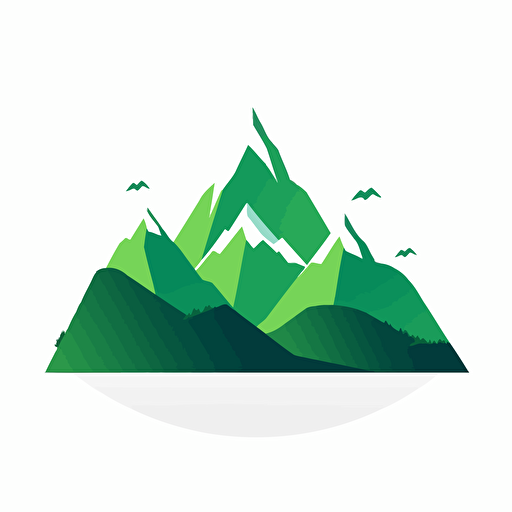 very simple logo for valley, green colors, vector flat, PNG, SVG, flat shading, solid white background, mascot, logo, vector illustration, masterwork, 2D, simple, illustrator