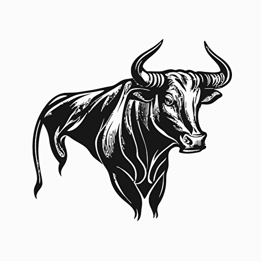 bull vector style, black and white simple