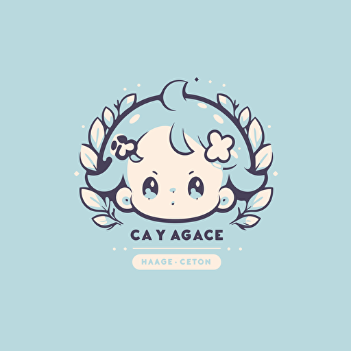 baby care logo, vector, minimal, baby human, hygge, light blue background v 4