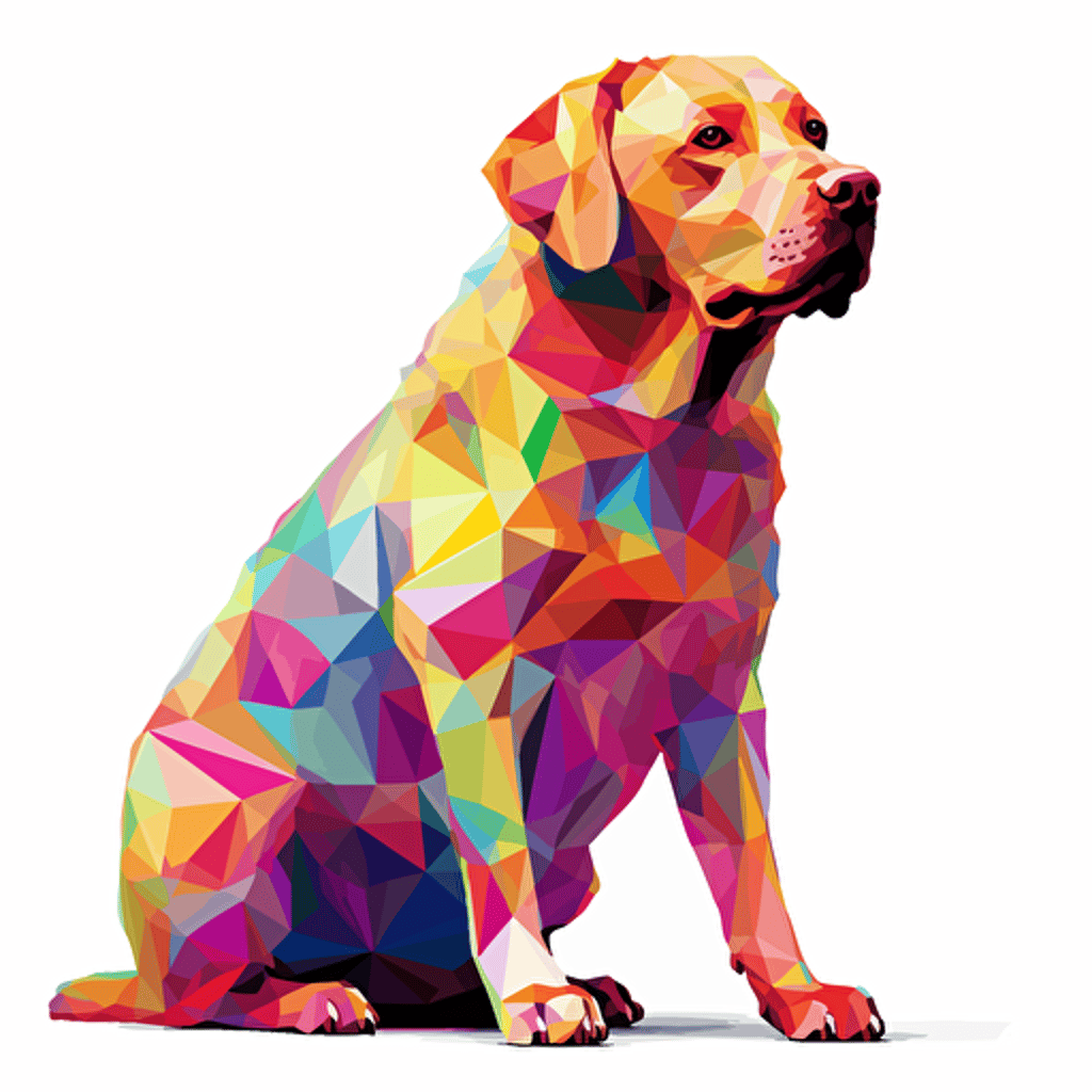 colorfull papiroflexy labrador dog, vector art, white background