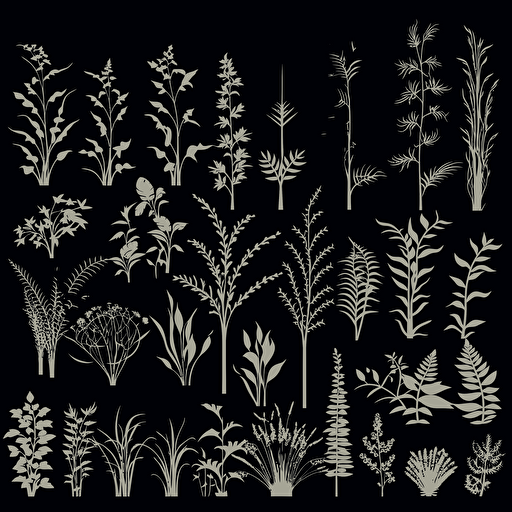 simple 2d vector silhouette of plants