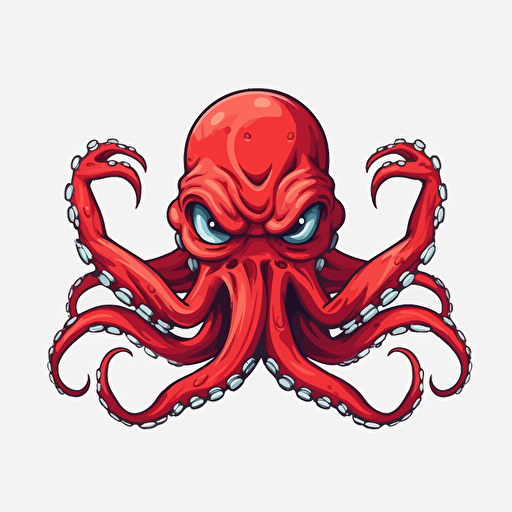 angry octopus clip art style with no background, vector image