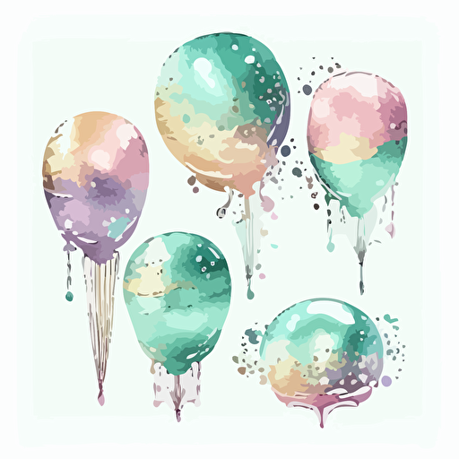 watercolor pastel foil balloons, vector
