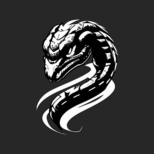 simple mascot iconic logo of snake black vector, on white background