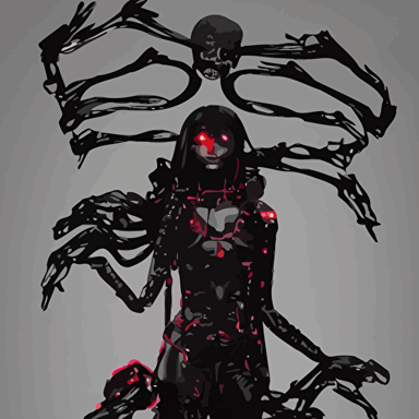 body cyberpunk style sculpture young beautiful dark priestess half android head opening exposing circuitry glowing red eyes black roses flowing blood red colored silk fabric candles baroque elements human skull length view baroque element intricate artwork caravaggio crows flying background trending artstation octane render cinematic lighting right hyper realism octane render 8k depth field 3d