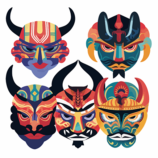 azuki masks, illustration, flat art, vectorized
