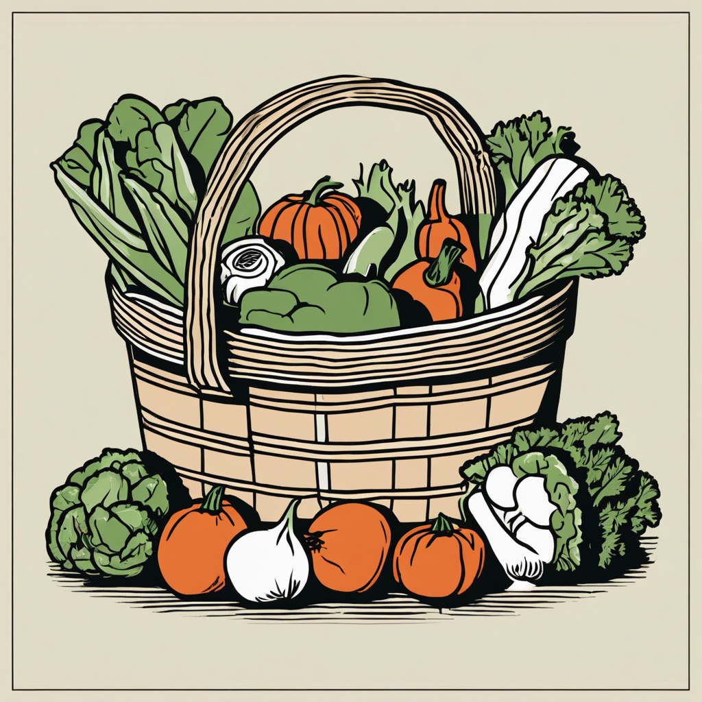 Basket of freshly picked vegetables.