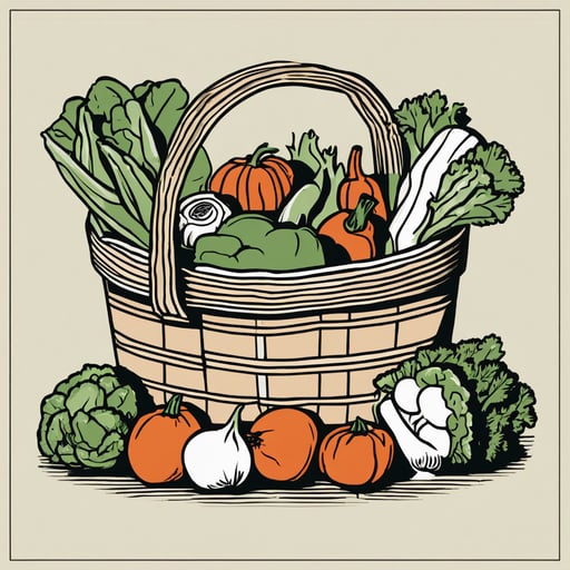 Basket of freshly picked vegetables.