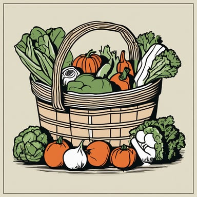 Basket of freshly picked vegetables.
