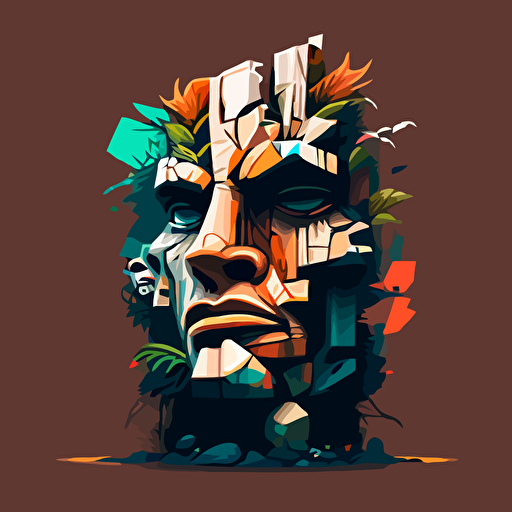 a square totem ilustration face with vector ilustration
