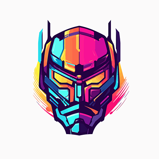 abstract aurora robot head, vivid colors, aggressive cartoon style, stylized, logo design, vector render, company logo,