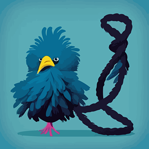 feather boa tied liked a noose in a vector art cartoon style, flat color, solid color background