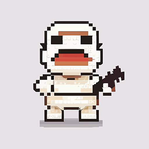 Pixelated baby stormtrooper, lofi, goofy looking, smiling, white background, vector art , pixar style