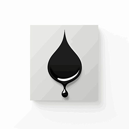 Elegant, Stylized iconic logo of a water drop falling into a black card, black vector, on white background