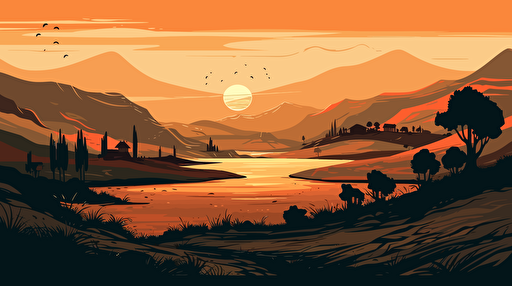 beautiful anatolian landscape. minimal vector design