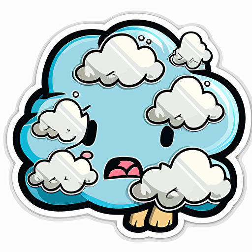 sticker of a cloud vector style cartoon v5