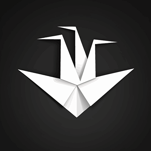 vector logo made simple shapes and line in paper crane named Paper Build,whtie and black color,