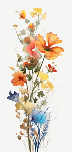 2d colorful single wildflower on transparent background vector