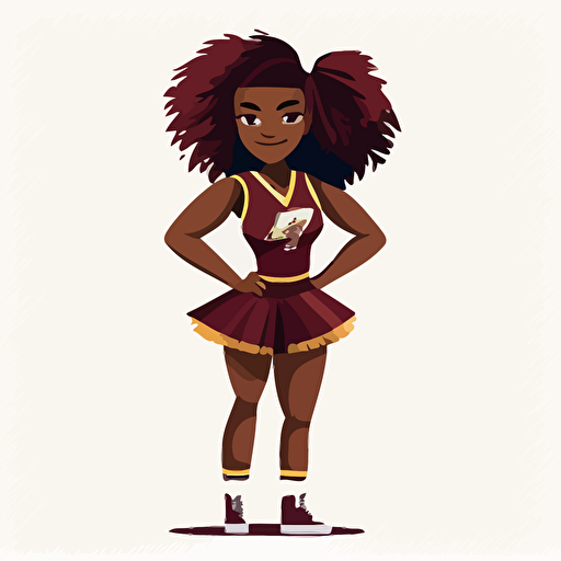 vector animation of teenage brown skinned cheerleader wearing maroon
