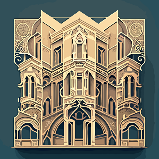 modular vectorial background image of one-line architecture-inspired art nouveau style building blocks with intricate details