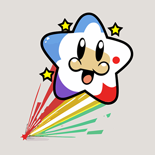 a 2d star, mario 64 star, in the art style of takashi murakami, shooting stars white background, vector