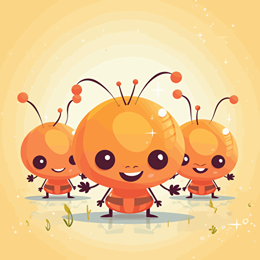 cute ants kawaii style, vector clipart
