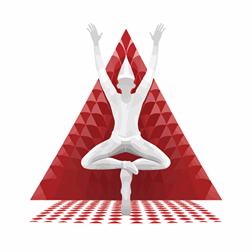 king dancer yoga posture, only yoman on red rug, web vector illustration in white background