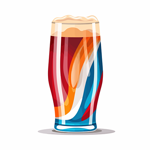 logo glass of beer, red and blue stripes, Rob Jannof,f modern, white background, vector,