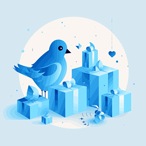 vector minimalist, thinking ai, giftboxes and blue birds