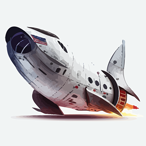 spaceX starship with superheavy, vector art, white background