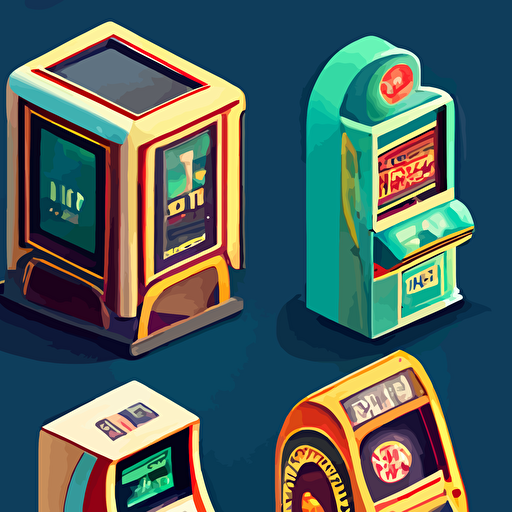 Many slot machines, vector art