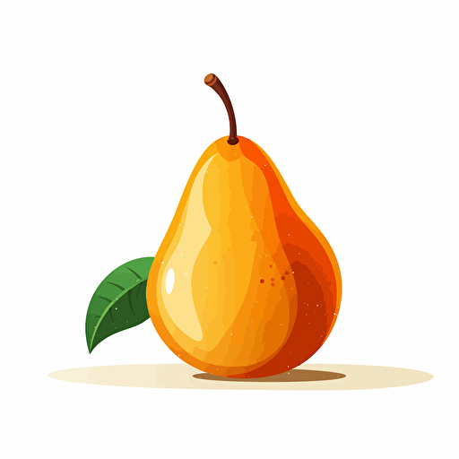 single pear, simple forms, flatart, 2D vector style, cartoon, white background, side view, horizontal