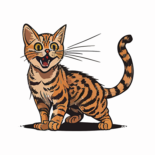 A cartoon mini bengal cat vector illustration meowing