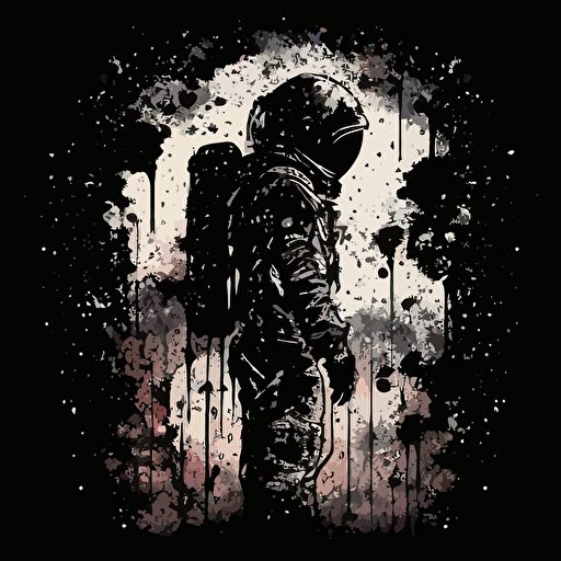 dark black grunge astronaut, vector logo, high resolution ar 3:2