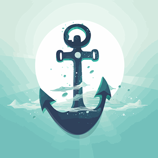 a vector image of a spanner that has one end shaped as an anchor in the sea