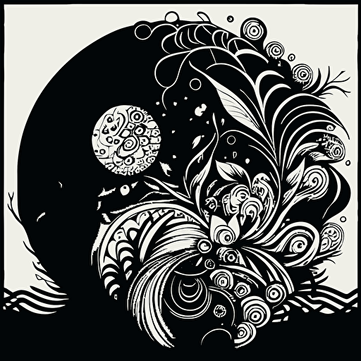 black line zentangle art vector