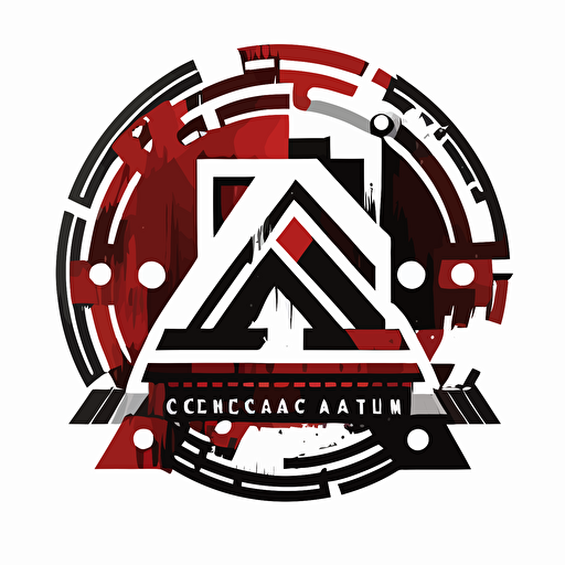 Construction logo Wth Letters ALC, clean, vector style, red white black colors