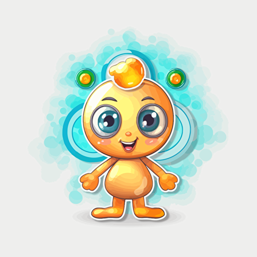 neural cartoon atom sticker vector art