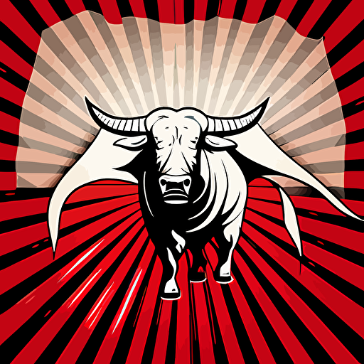 San Fermin Bull, proud, scary, tiled, manga like, kukuxumusu style, vector art, white background
