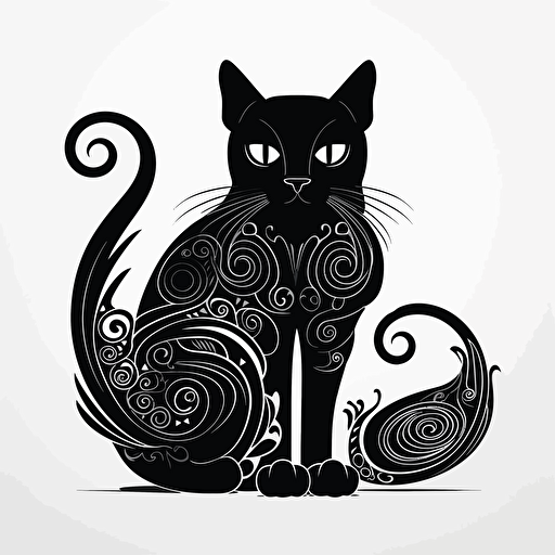 vector cat black white