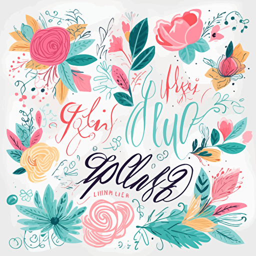 clip art set inspired by the latest hand-lettering trends on Etsy, vector art, high quality, white background