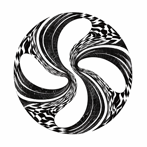 a thick black infinity symbol with a distorted filter on a white background, black and white, lineart, vectors,
