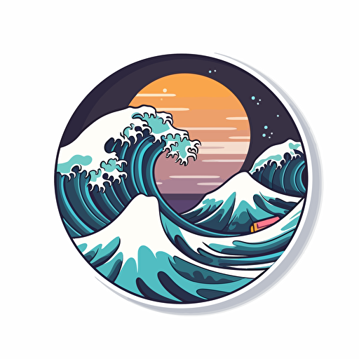 lighteningwave sticker, in the style of global imagery, no lettering, no image noise, white background, flat vector illustration,
