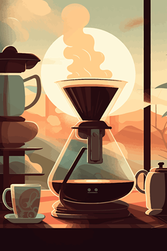 vector art, early morning coffee,
