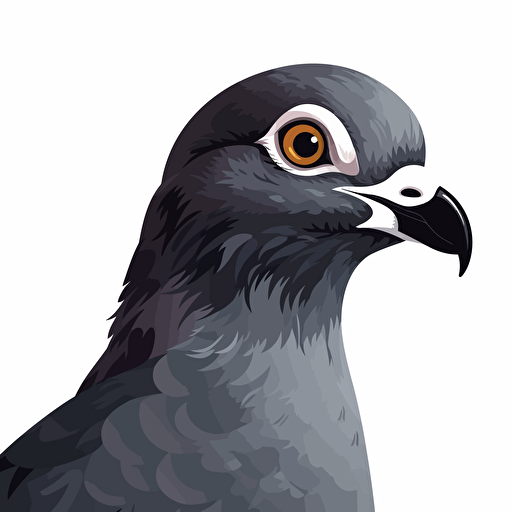 Pigeon bird looking straight in the camera, white bg, vector